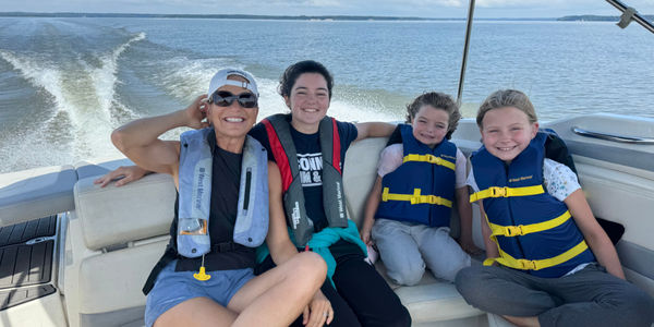 Cousins on last ride before school days taken on the patomac river near TymeNTyde Marina
