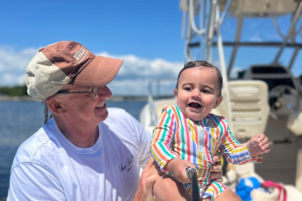 First trip to Beach by Boat with Pops