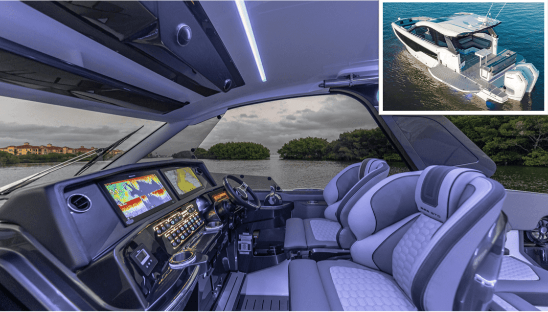 Galeon 375 GTO with 2x Mercury 600s.