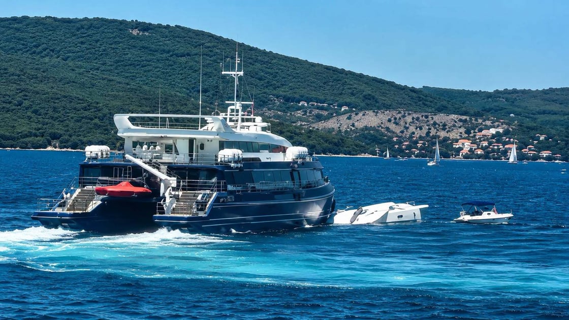 Aftermath of deadly collision between a sailboat and a passenger catamaran