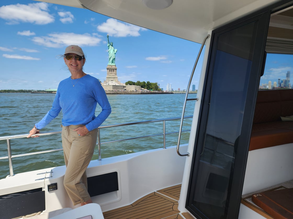 My two ladies of liberty. Cruising the NordStar 42+ on its maiden voyage from Annapolis to Michigan.