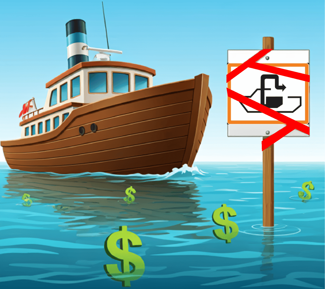 Red Tape on the Pump Out Sign-1