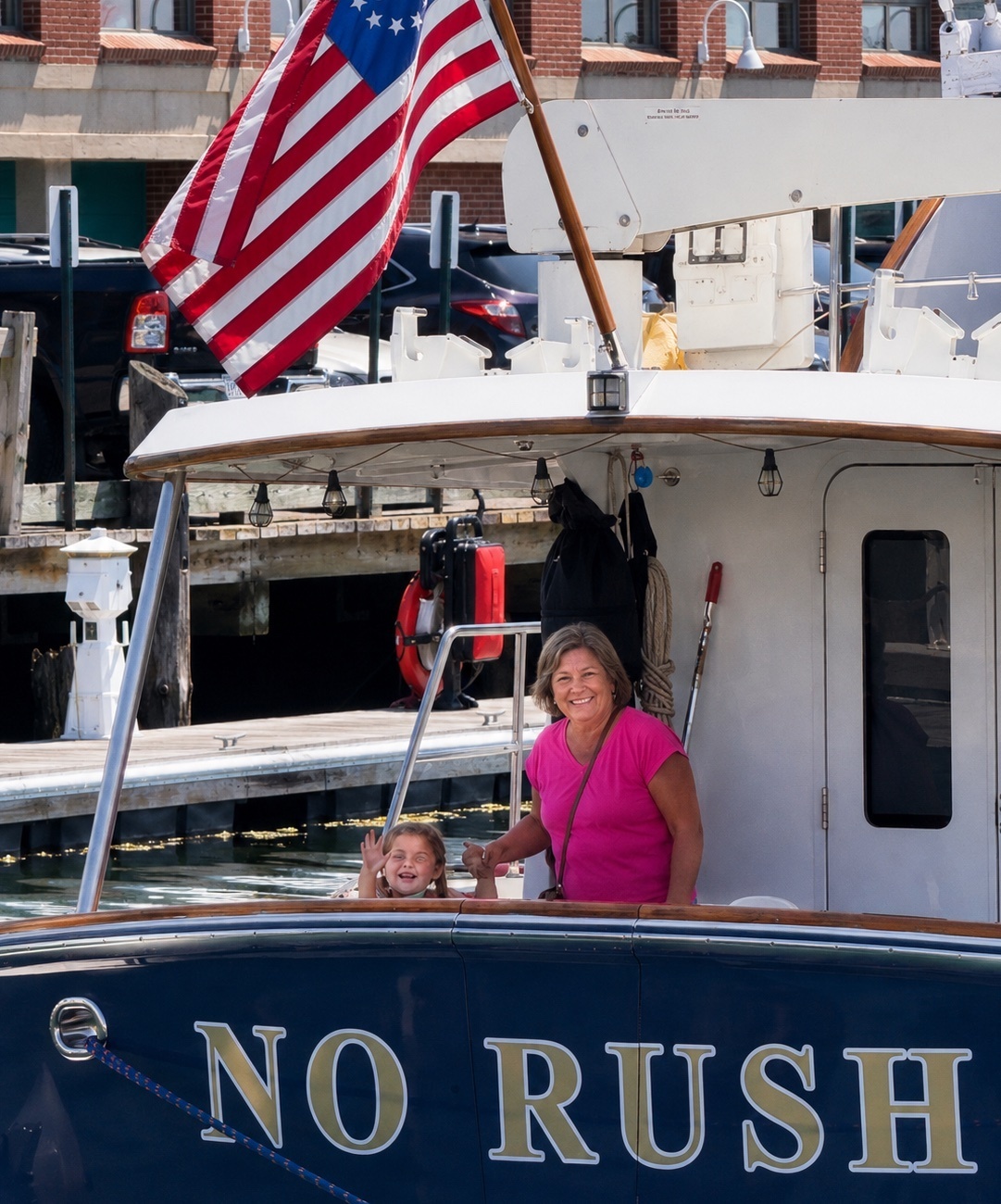 Smiles and waves aboard No Rush