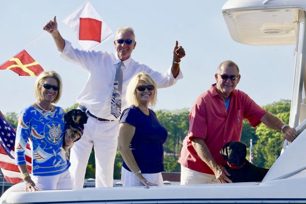 Tiara 4700 Sovran in Harbor Springs, Michigan, celebrating the annual Blessing of the Fleet. Steve Arbaugh